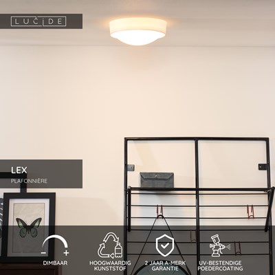 Lucide LEX - Plafonnière - Ø 25 cm - 1xE27 - Wit